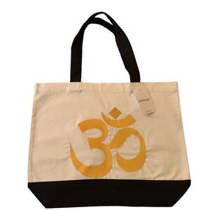 “Canvas cotton tote with gorgeous embroidered OM symbol, perfect for daily use!”